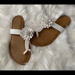 White flat sandals